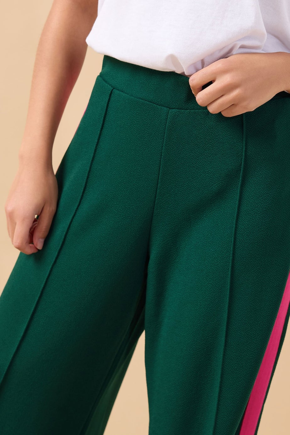 PixieGirl Petite Green & Pink Side Stripe Trousers