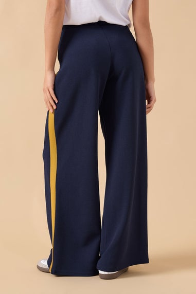 PixieGirl Petite Navy Blue & Yellow Side Stripe Trousers