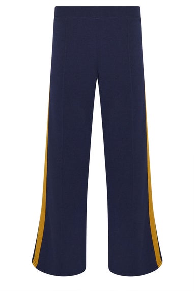 PixieGirl Petite Navy Blue & Yellow Side Stripe Trousers