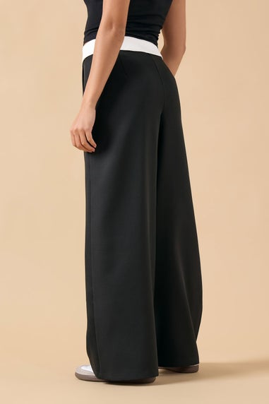 PixieGirl Petite Black Fold Over Smart Trousers