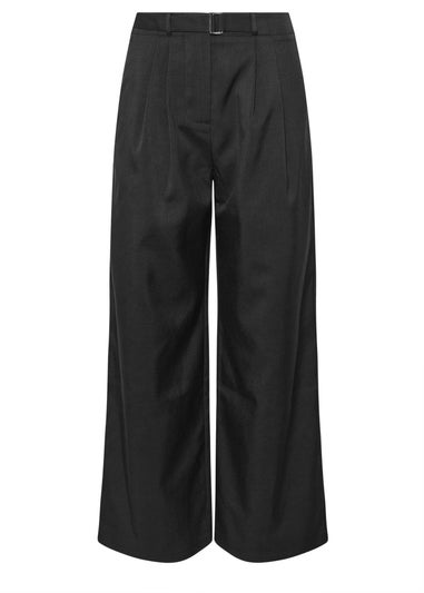 PixieGirl Petite Black Square Buckle Wide Leg Trousers