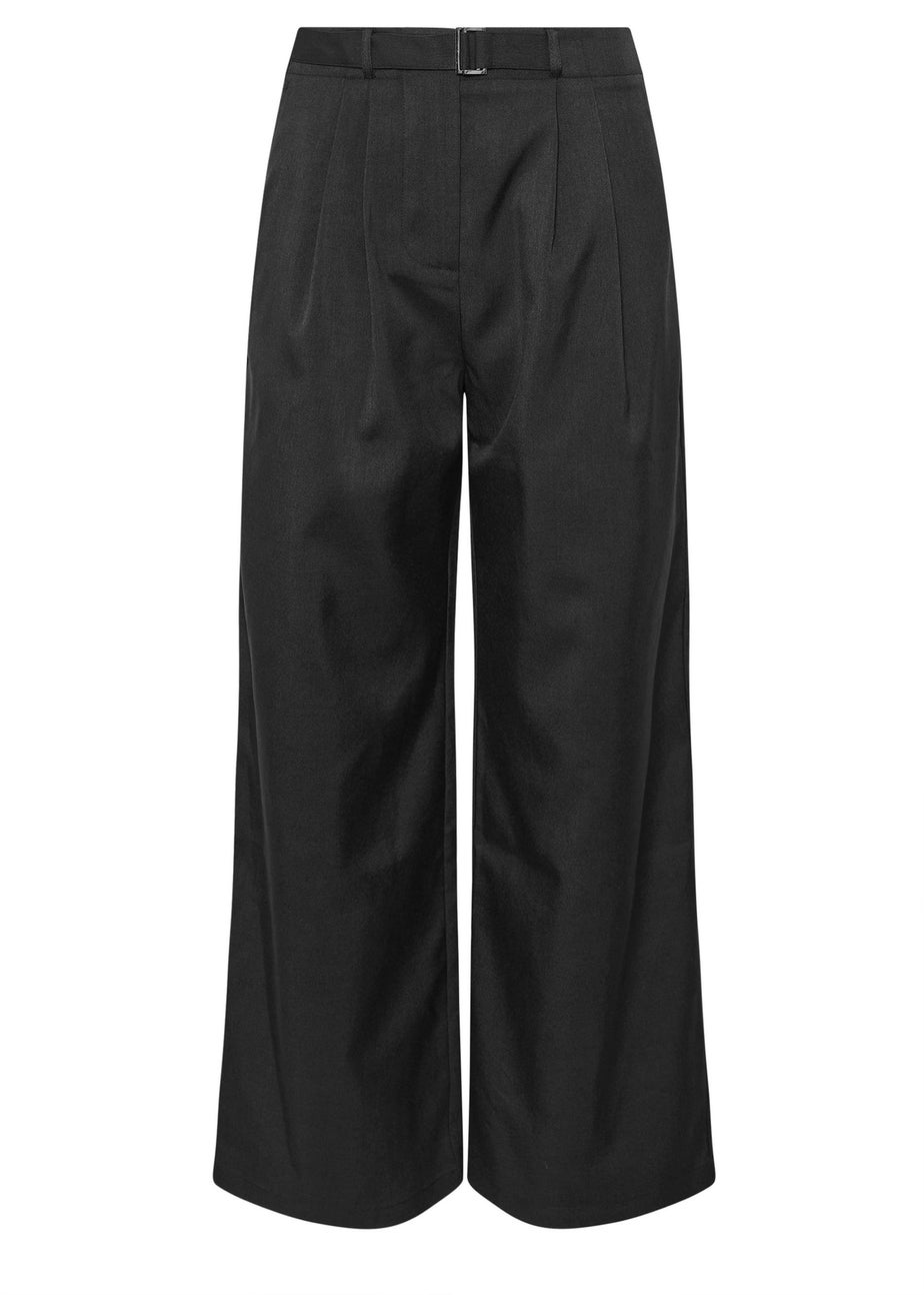 PixieGirl Petite Black Square Buckle Wide Leg Trousers