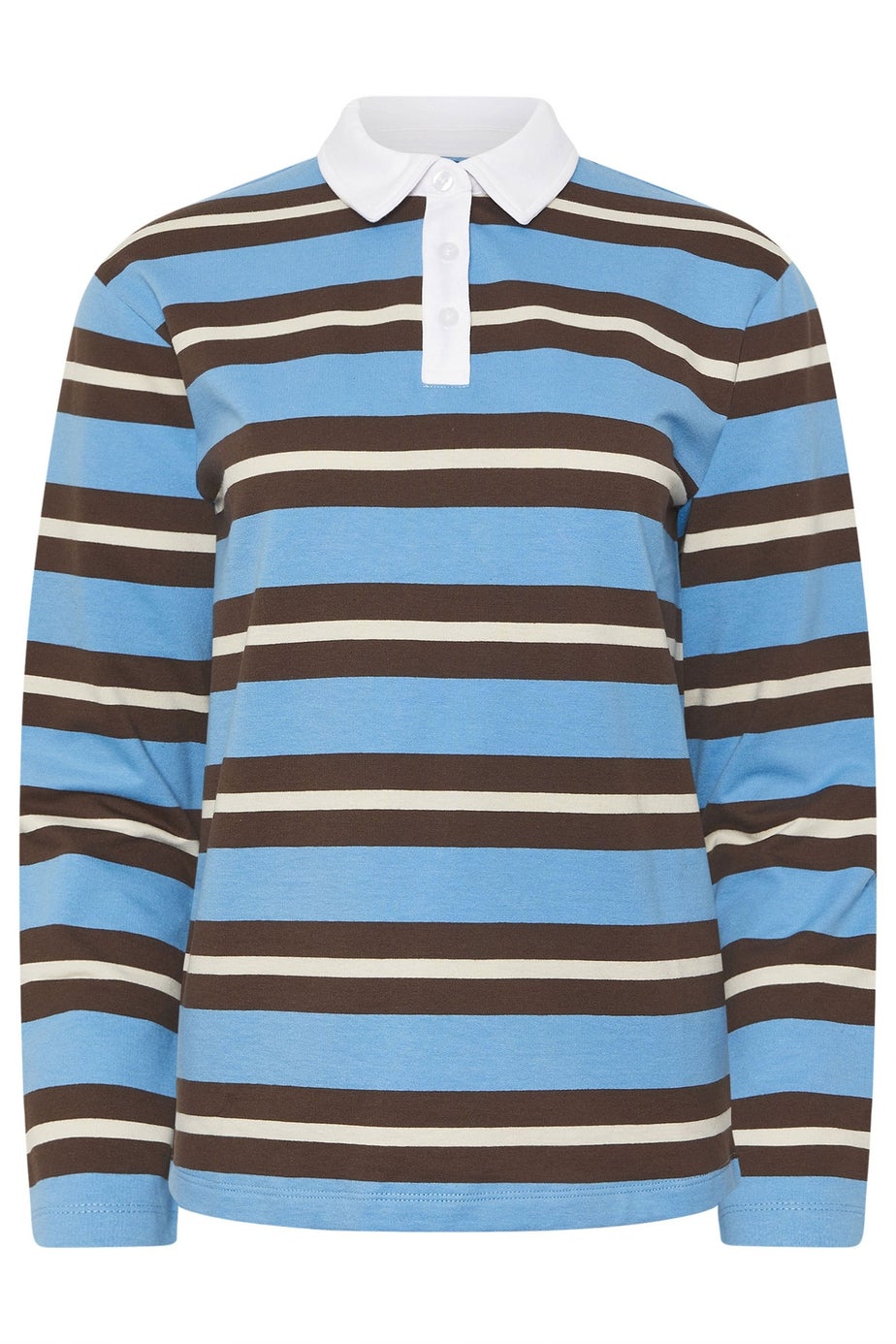 PixieGirl Petite Brown & Blue Striped Rugby T-Shirt