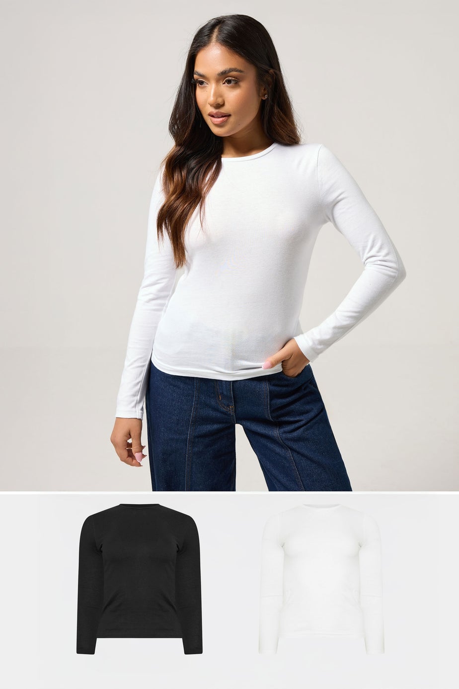 PixieGirl Petite 2 Pack Black & White Cotton T-Shirts