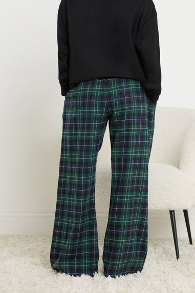 PixieGirl Petite Navy Blue Cotton Check Pyjama Bottoms