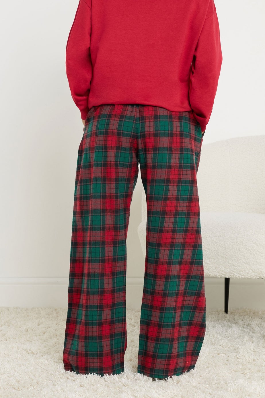 PixieGirl Petite Red Cotton Check Pyjama Bottoms