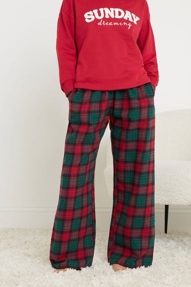 PixieGirl Petite Red Cotton Check Pyjama Bottoms
