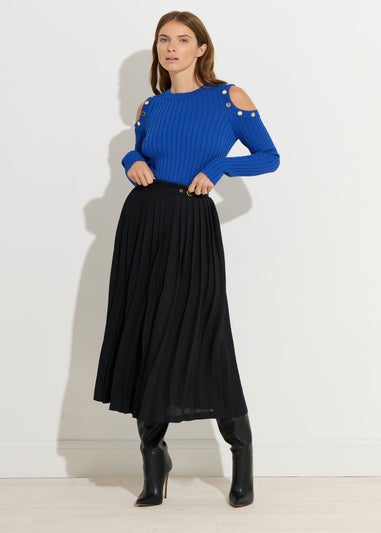 Star By Julien Macdonald Blue Button Detail Cold Shoulder Jumper