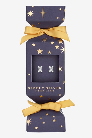 Simply Silver Sterling Silver 925 Cubic Zirconia Kiss Earrings Gift Cracker