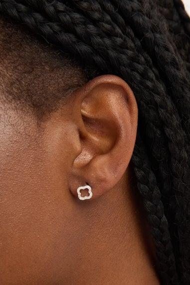 Simply Silver Sterling Silver 925 Cubic Zirconia Open Clover Earrings Gift Cracker