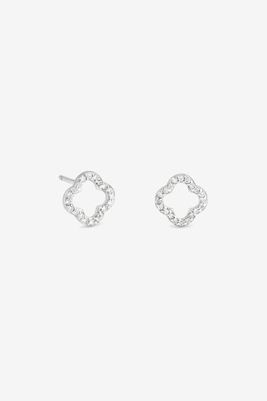 Simply Silver Sterling Silver 925 Cubic Zirconia Open Clover Earrings Gift Cracker