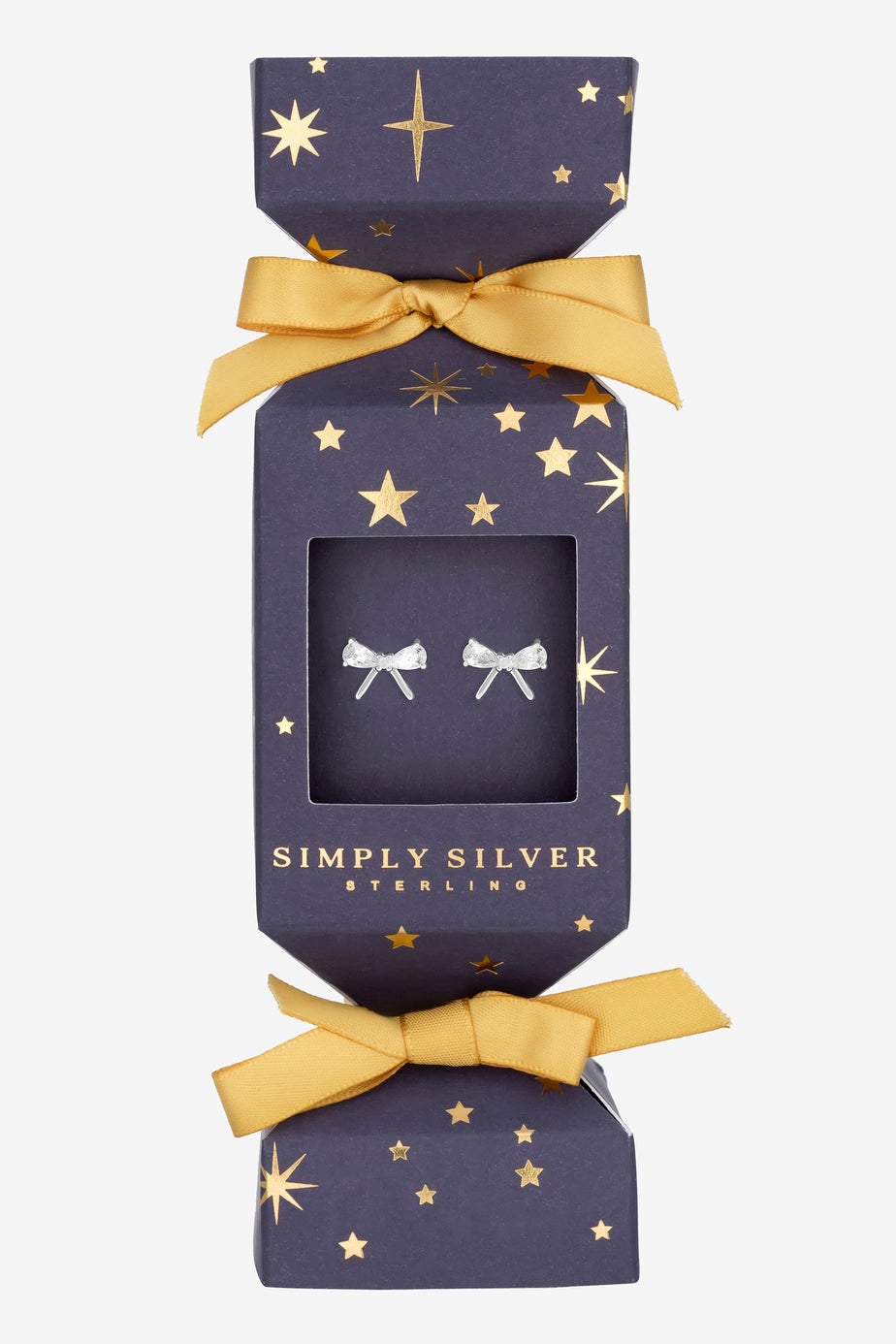 Simply Silver Sterling Silver 925 Cubic Zirconia Bow Earrings Gift Cracker