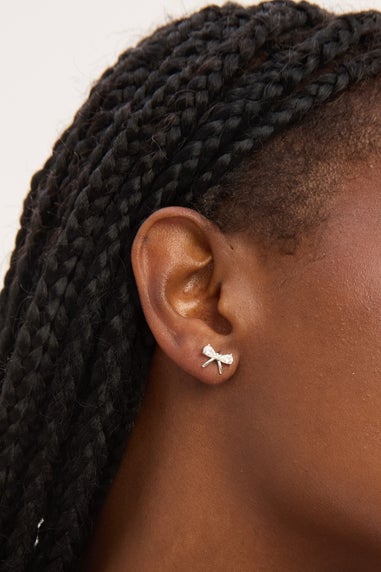 Simply Silver Sterling Silver 925 Cubic Zirconia Bow Earrings Gift Cracker