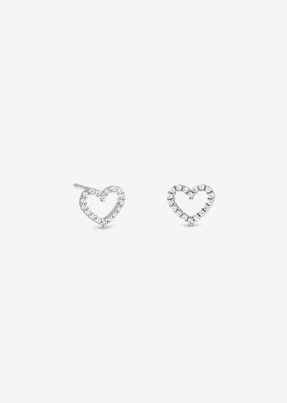 Simply Silver Sterling Silver 925 Cubic Zirconia Open Heart Earrings Gift Sleeve