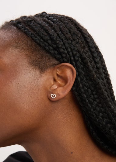 Simply Silver Sterling Silver 925 Cubic Zirconia Open Heart Earrings Gift Sleeve