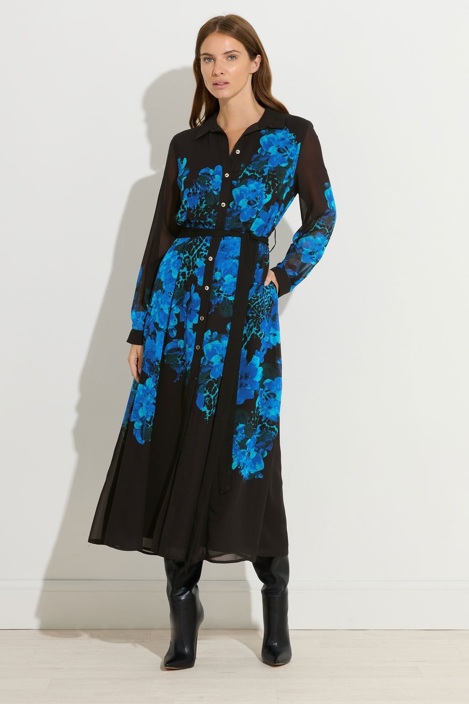 Star By Julien Macdonald Black Floral Print Shirt Dress