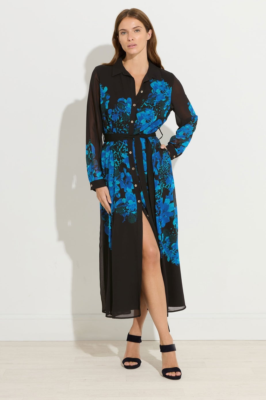 Star By Julien Macdonald Black Floral Print Shirt Dress