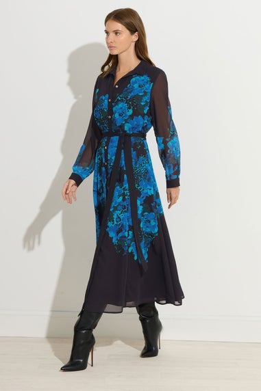 Star By Julien Macdonald Black Floral Print Shirt Dress