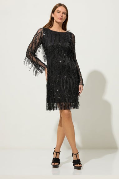 Star By Julien Macdonald Black Sequin Tassel Dress