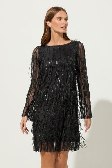 Star By Julien Macdonald Black Sequin Tassel Dress