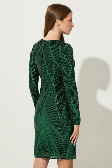 Star By Julien Macdonald Green Sequin Mini Dress