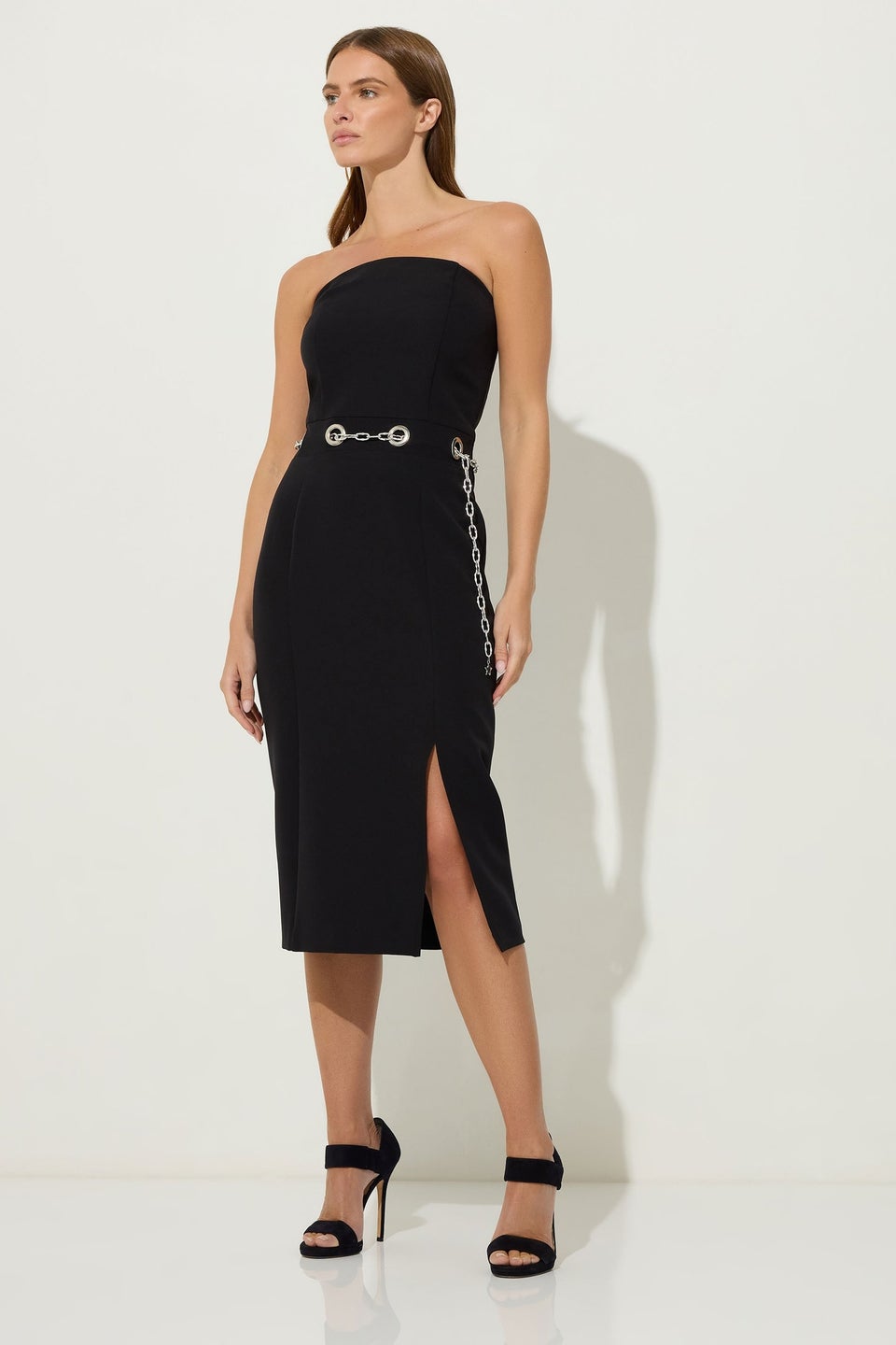 Star By Julien Macdonald Black Chain Bandeau Midi Dress