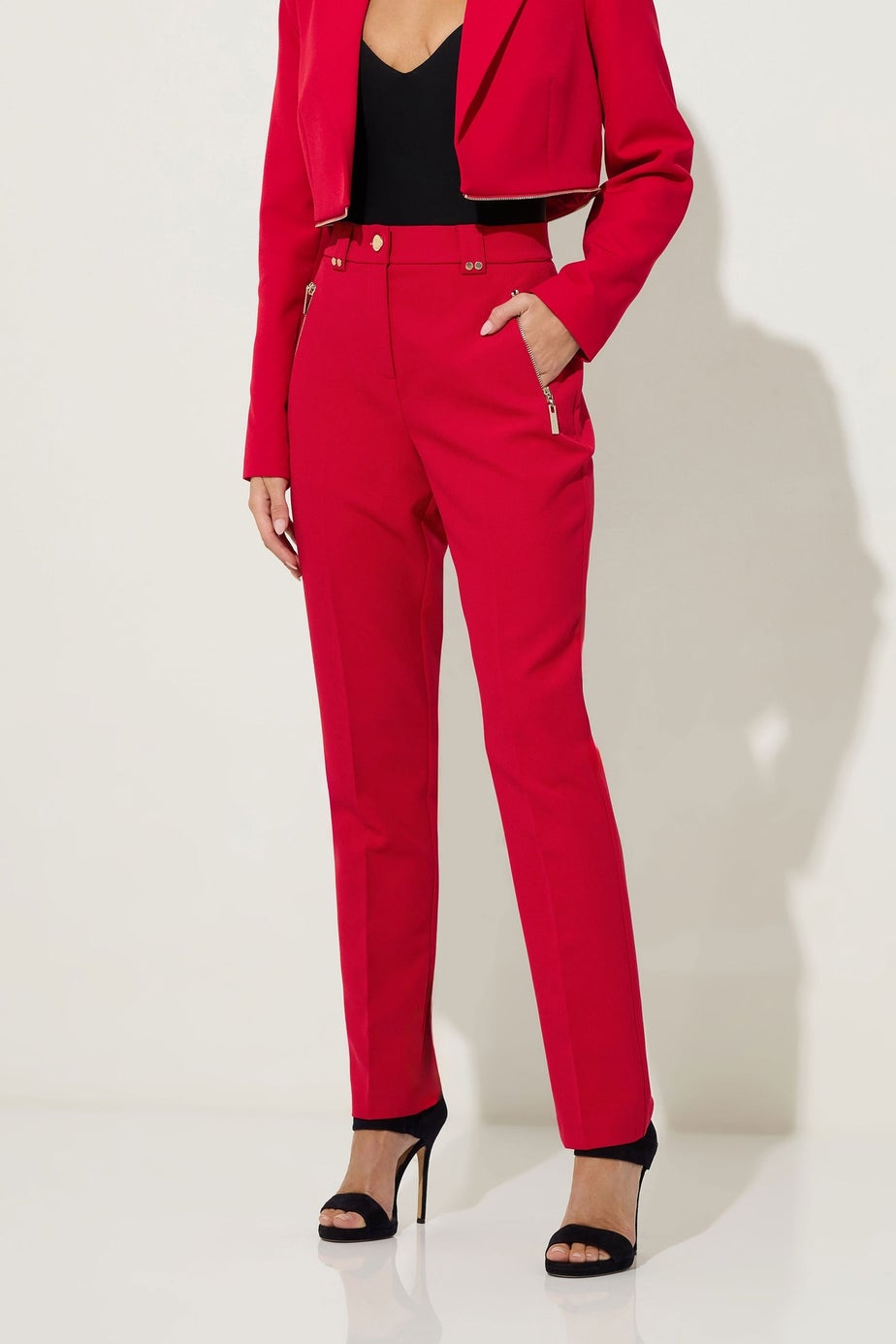 Star By Julien Macdonald Red Tailored Straight Leg Trousers