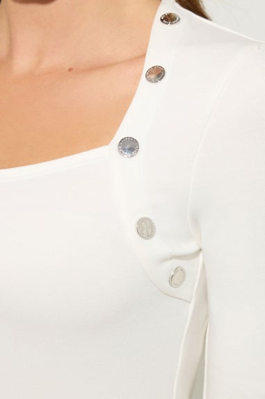Star By Julien Macdonald White Button Detail Top