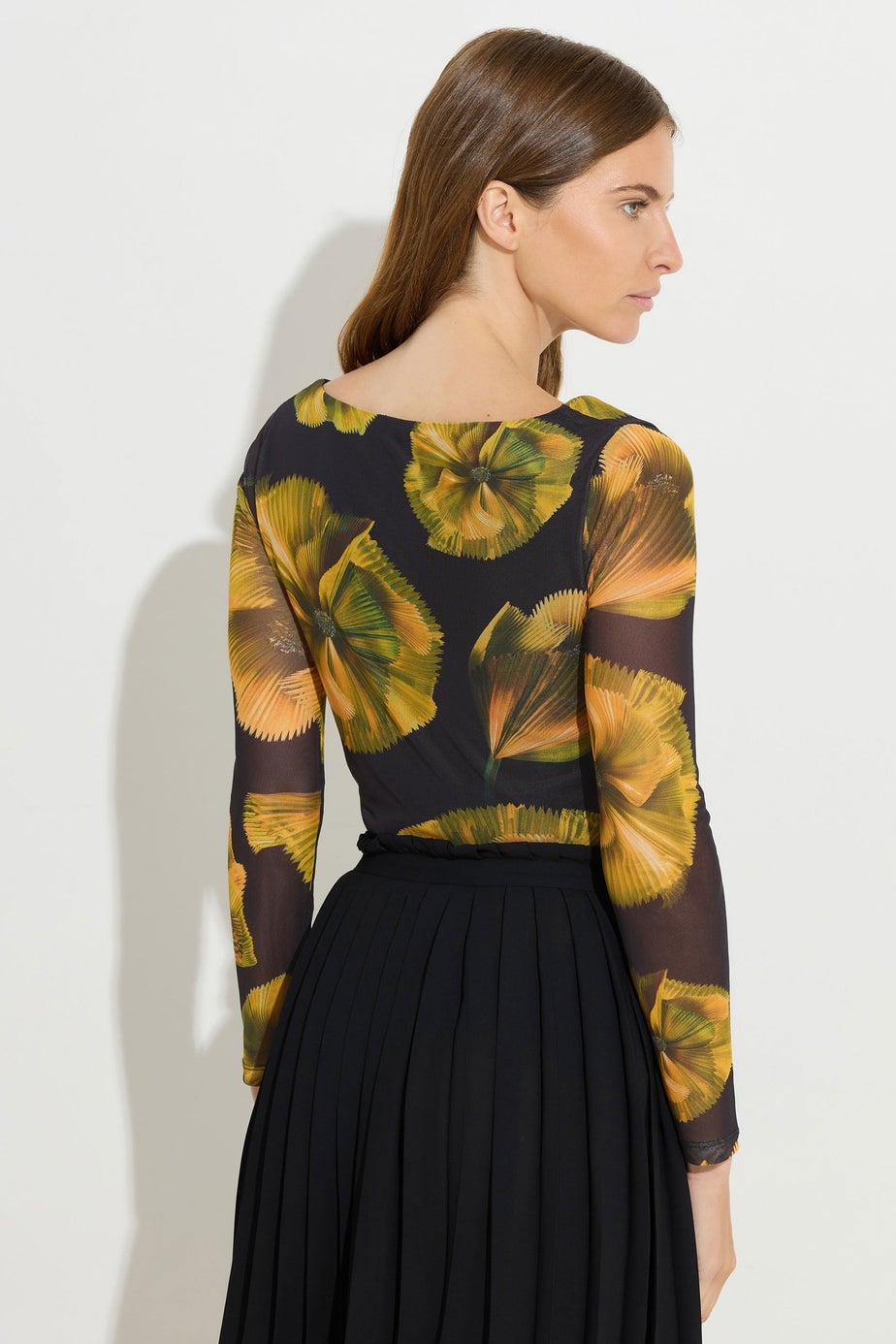 Star By Julien Macdonald Yellow Floral Square Neck Mesh Top