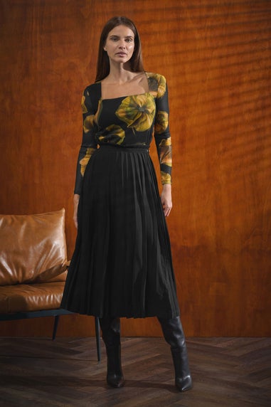 Star By Julien Macdonald Yellow Floral Square Neck Mesh Top