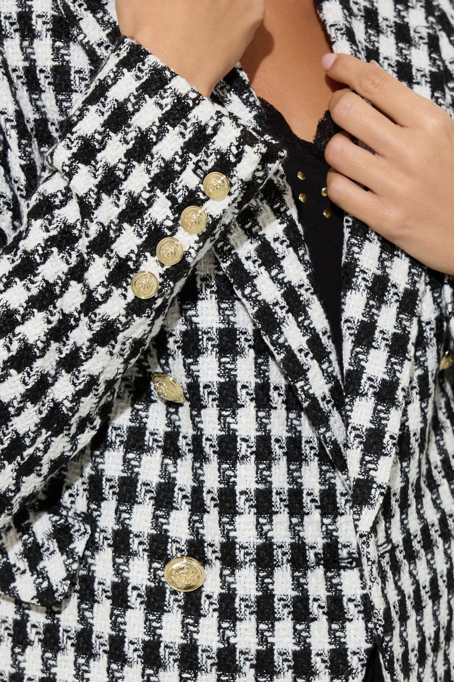 Star By Julien Macdonald Black Checked Double Breasted Blazer