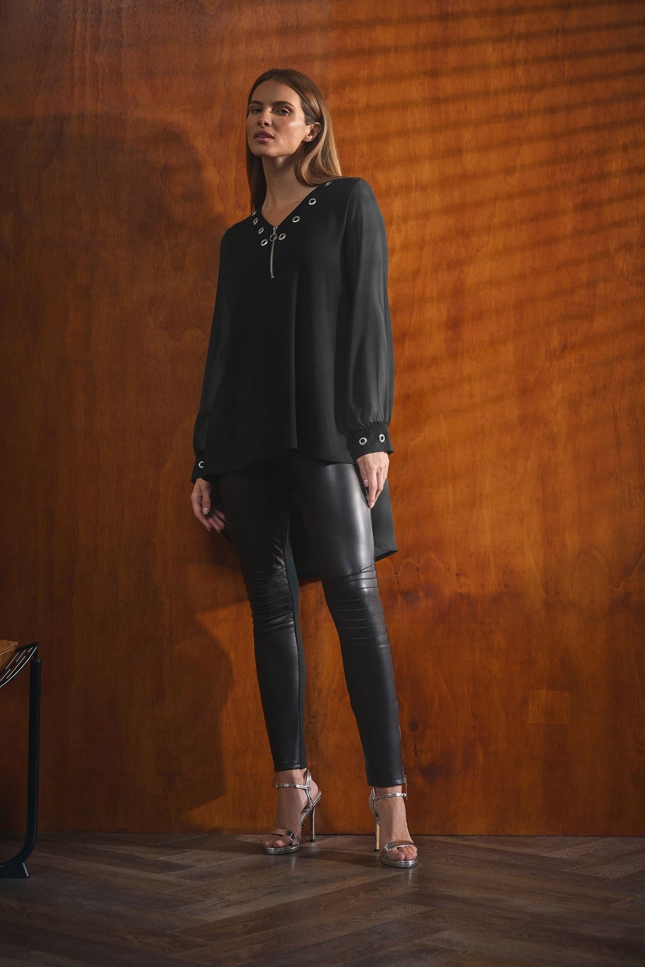 Star By Julien Macdonald Black Eyelet Zip Top