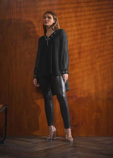 Star By Julien Macdonald Black Eyelet Zip Top