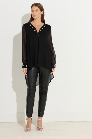 Star By Julien Macdonald Black Eyelet Zip Top