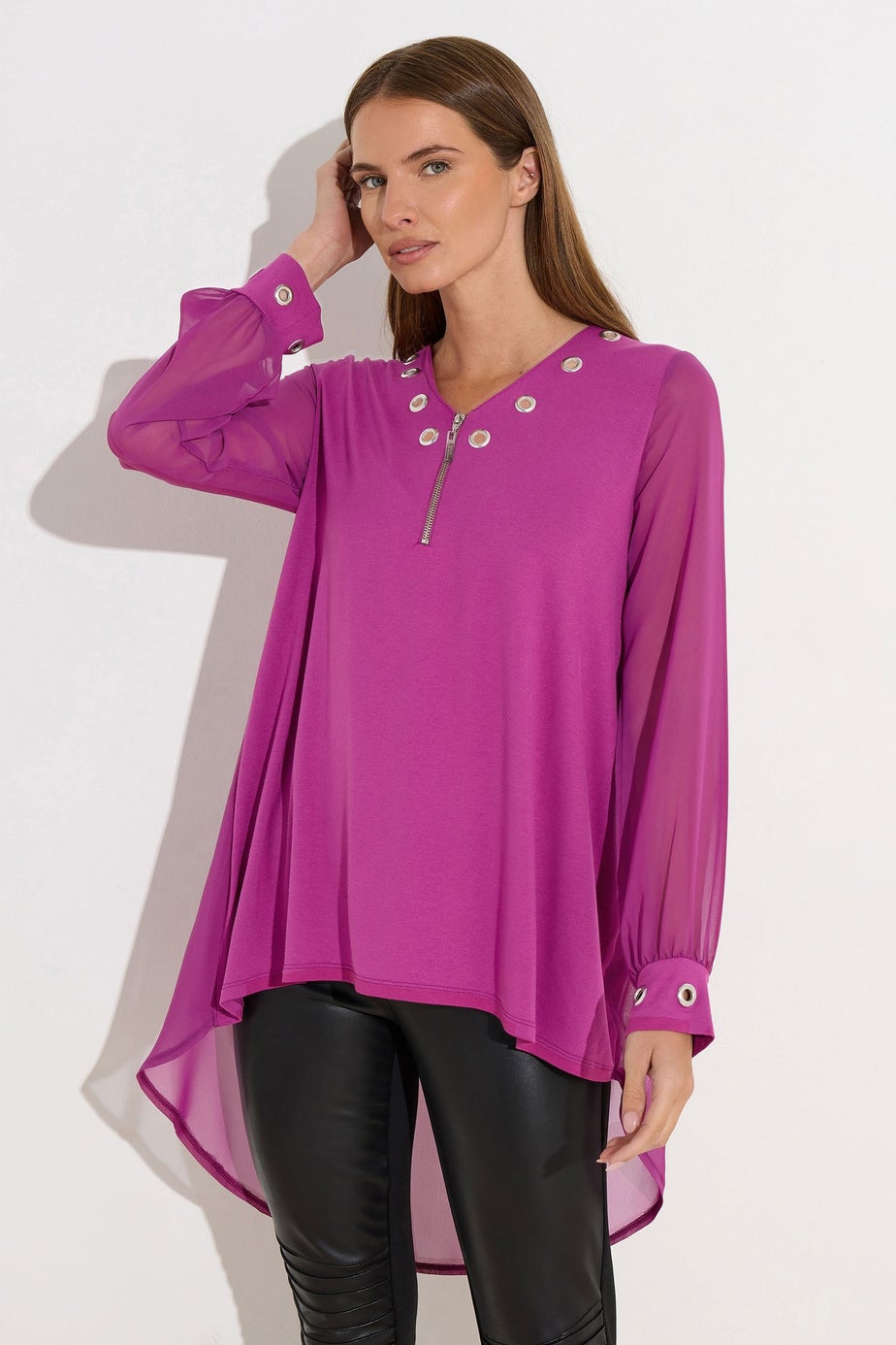 Star By Julien Macdonald Magenta Pink Eyelet Zip Top