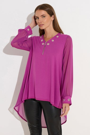 Star By Julien Macdonald Magenta Pink Eyelet Zip Top