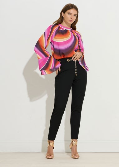 Star By Julien Macdonald Pink Abstract Flare Sleeve Blouse