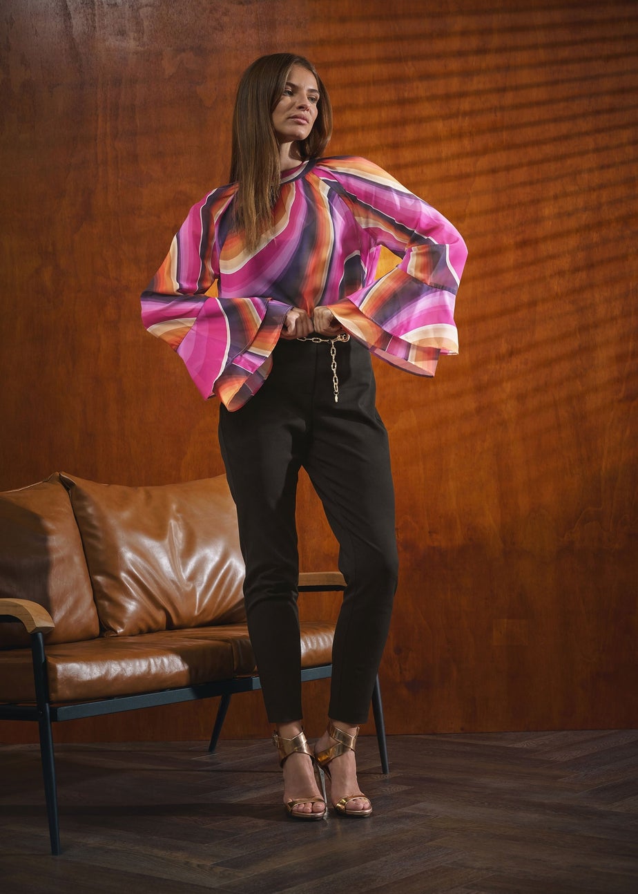 Star By Julien Macdonald Pink Abstract Flare Sleeve Blouse