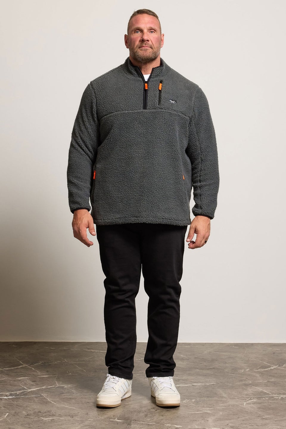 BadRhino Grey Sherpa Quarter Zip Fleece