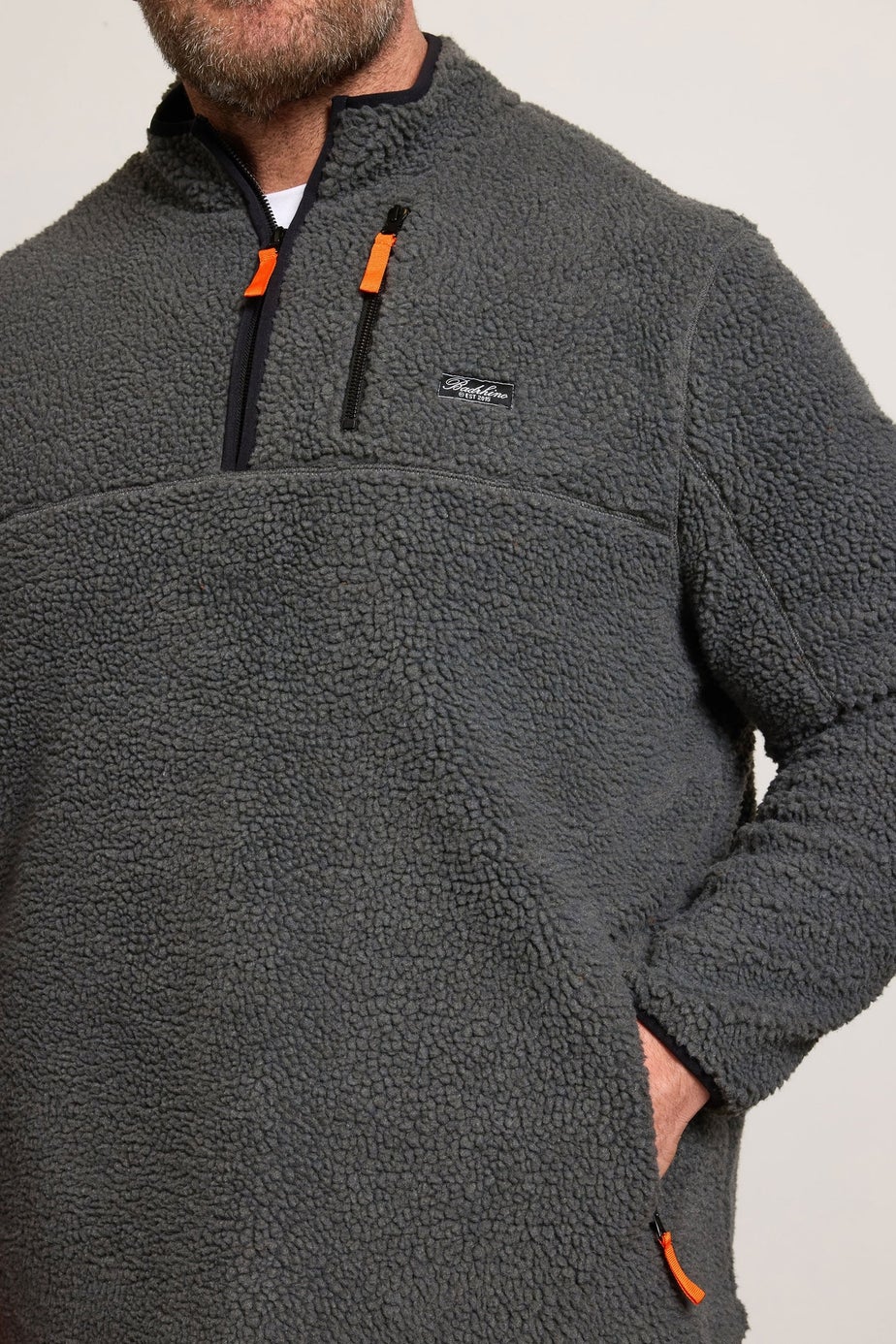 BadRhino Grey Sherpa Quarter Zip Fleece