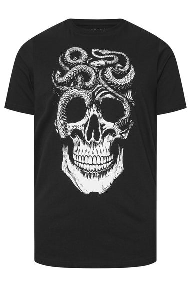 BadRhino Black Skull & Snake Print Graphic T-Shirt