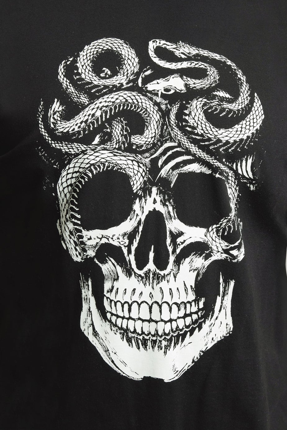 BadRhino Black Skull & Snake Print Graphic T-Shirt