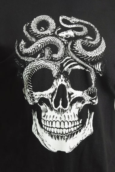 BadRhino Black Skull & Snake Print Graphic T-Shirt