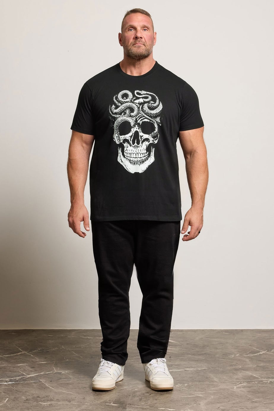 BadRhino Black Skull & Snake Print Graphic T-Shirt