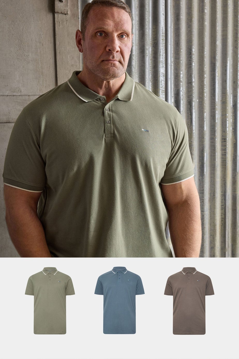 BadRhino 3 Pack Blue/Green/Brown Tipped Polo Shirt