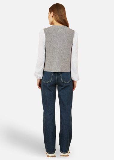 Yumi Grey Knitted Pullover Waistcoat
