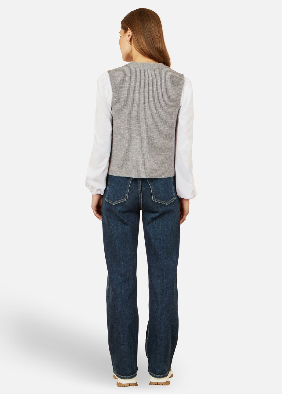 Yumi Grey Knitted Pullover Waistcoat