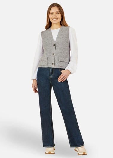 Yumi Grey Knitted Pullover Waistcoat