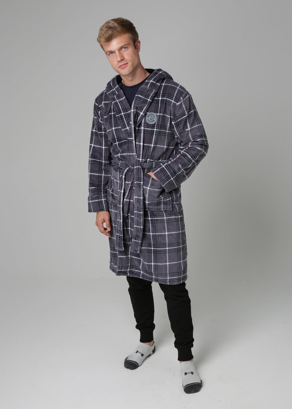 Tokyo Laundry Grey Check Print Dressing Gown