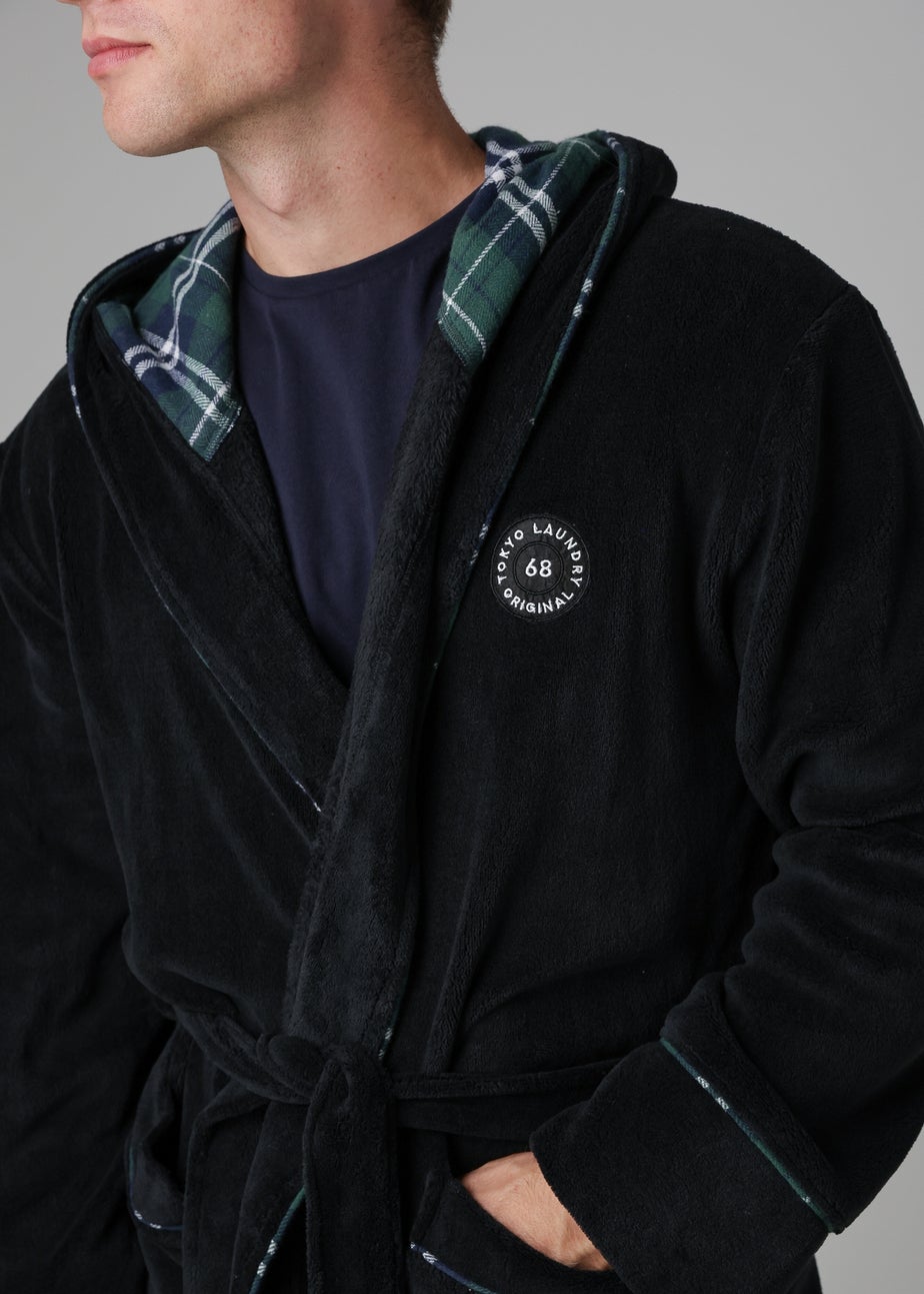 Tokyo Laundry Black Plush Dressing Gown